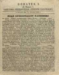 Dziennik Urzędowy Gubernii Radomskiej, 1860, nr 1, dod. I