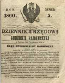 Dziennik Urzędowy Gubernii Radomskiej, 1860, nr 5