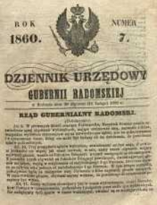 Dziennik Urzędowy Gubernii Radomskiej, 1860, nr 7