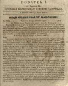 Dziennik Urzędowy Gubernii Radomskiej, 1860, nr 12, dod. I