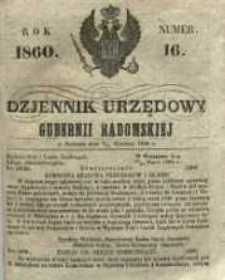 Dziennik Urzędowy Gubernii Radomskiej, 1860, nr 16