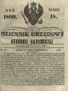 Dziennik Urzędowy Gubernii Radomskiej, 1860, nr 18