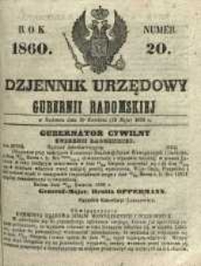 Dziennik Urzędowy Gubernii Radomskiej, 1860, nr 20