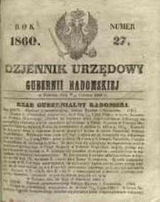 Dziennik Urzędowy Gubernii Radomskiej, 1860, nr 27