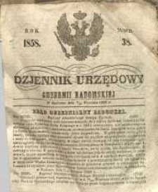 Dziennik Urzędowy Gubernii Radomskiej, 1858, nr 38