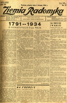 Ziemia Radomska, 1934, R. 7, nr 27