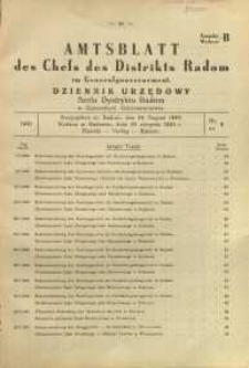 Amtsblatt des Chefs des Distrikts Radom im Generalgouvernement fűr die besetzten polnischen Gebiete = Dziennik urzędowy Szefa Dystryktu Radom w Generalnym Gubernatorstwie dla okupowanych polskich obszarów, 1940, nr 8, wyd. B