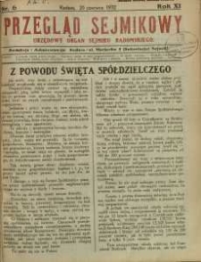 Przegląd Sejmikowy : Urzędowy Organ Sejmiku Radomskiego, 1932, R. 11, nr 6