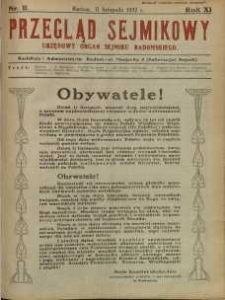Przegląd Sejmikowy : Urzędowy Organ Sejmiku Radomskiego, 1932, R. 11, nr 11