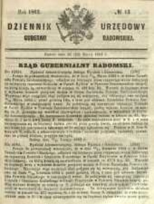 Dziennik Urzędowy Gubernii Radomskiej, 1862, nr 13
