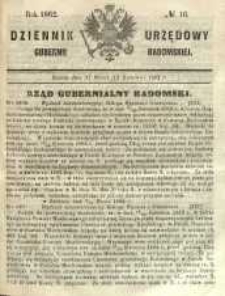 Dziennik Urzędowy Gubernii Radomskiej, 1862, nr 16