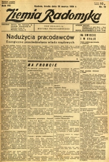 Ziemia Radomska, 1934, R. 7, nr 71