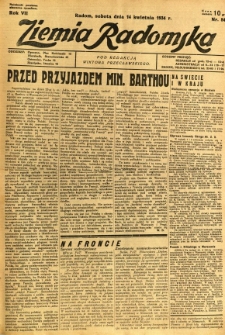 Ziemia Radomska, 1934, R. 7, nr 84