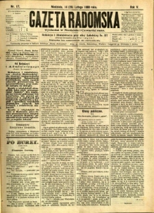 Gazeta Radomska, 1888, R. 5, nr 17