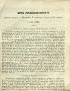 Dziennik Urzędowy Gubernii Radomskiej, 1865, Spis przedmiotów