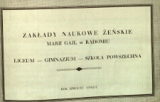 Zakłady Naukowe Żeńskie Marji Gajl : liceum, gimnazjum, szkoła powszechna : rok szkolny 1936/1937