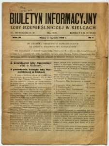 Biuletyn informacyjny Izby Rzemieślniczej w Kielcach, 1936, R. 4. nr 1