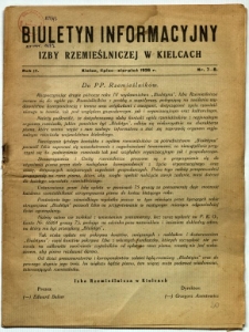 Biuletyn informacyjny Izby Rzemieślniczej w Kielcach, 1936, R. 4. nr 7-8