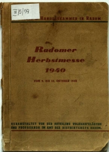 Radomer Herbstmesse vom 9. bis 13. Oktober 1940 : Katalog der Herbstmesse