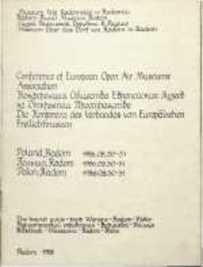 Conference of European Open Air Museums Association = Konfierienciâ Obŝestwa Ewronejskih Muzeew na Otkritom Prostranstwe = Die Konferez des Verbandes von Europäischen Freilichtmuseen ; the tourist guide - book Warsow - Radom - Kielce = Turističeskij sprawočnik - Varšava - Kelce = Reisebuch - Warszawa - Radom - Kielce