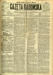 Gazeta Radomska, 1888, R. 5, nr 47