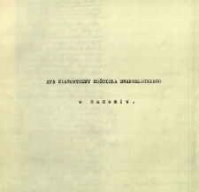 Rys historyczny Kościoła Ewangelickiego w Radomiu