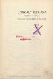 „Fingal” Ossjana : pieśń pierwsza