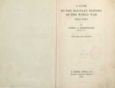 Guide to the military history of the World War 1914-1918