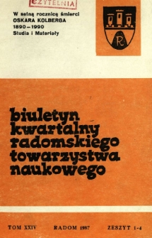 Biuletyn Kwartalny Radomskiego Towarzystwa Naukowego 1987, T. 24, z. 1-4