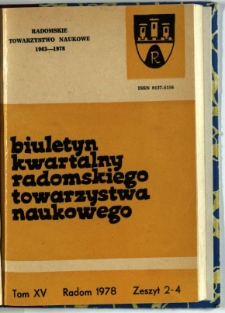 Biuletyn Kwartalny Radomskiego Towarzystwa Naukowego, 1978, T. 15, z. 2-4
