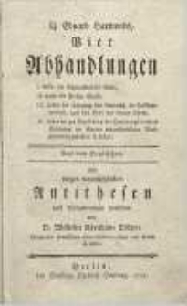 Vier Abhandlungen. 1 Ueber die Athanastanische Lehre