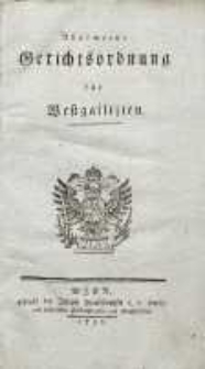 Allgemeine Gerichtsordnung für Westgallizien