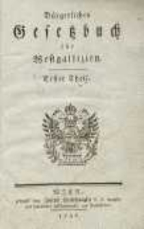 Bürgerliches Gesetzbuch für Westgallizien. 1. Th.