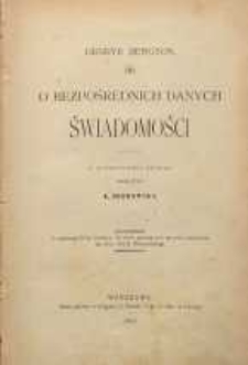 O bezpośrednich danych świadomości