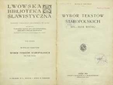 Wybór tekstów staropolskich XVI-XVIII wieku
