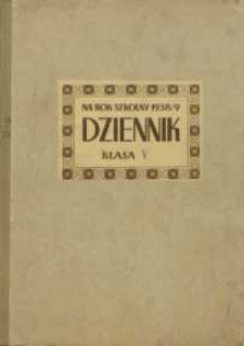 Dziennik na rok szkolny 1938/39 : klasa V