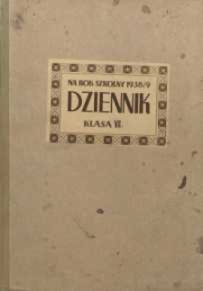Dziennik na rok szkolny 1938/39 : klasa VII
