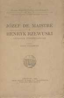 Józef de Maistre a Henryk Rzewuski : studjum porównawcze