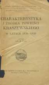 Charakterystyka i źródła powieści Kraszewskiego w latach 1830-1850