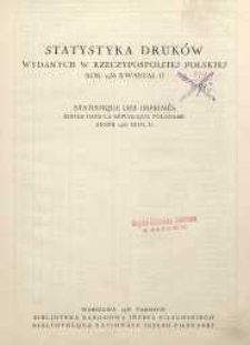 Statystyka druków wydanych w Rzeczypospolitej Polskiej rok 1936