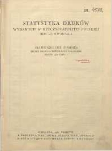 Statystyka druków wydanych w Rzeczypospolitej Polskiej rok 1937