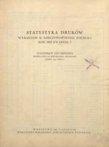 Statystyka druków wydanych w Rzeczypospolitej Polskiej rok 1933