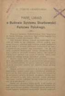 Parę uwag o Budowie Skarbowości Państwa Polskiego