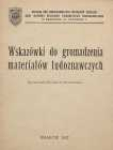Wskazówki do gromadzenia materiałów ludoznawczych