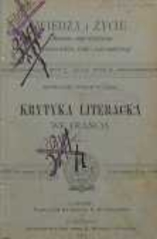 Krytyka literacka we Francji T.1