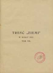 Ziemia, 1922, R. 25 : treść Ziemi w roku 1922