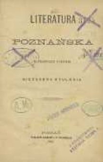 Literatura poznańska w pierwszej połowie bieżącego stulecia