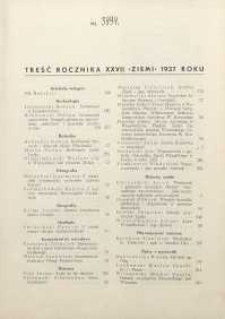 Ziemia, 1937, R. 27, Treść rocznika 27 Ziemi roku 1937