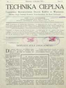 Technika cieplna, 1928, R. 6, nr 1