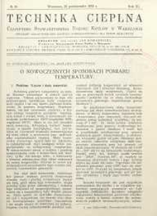 Technika cieplna, 1933, R. 11, nr 10